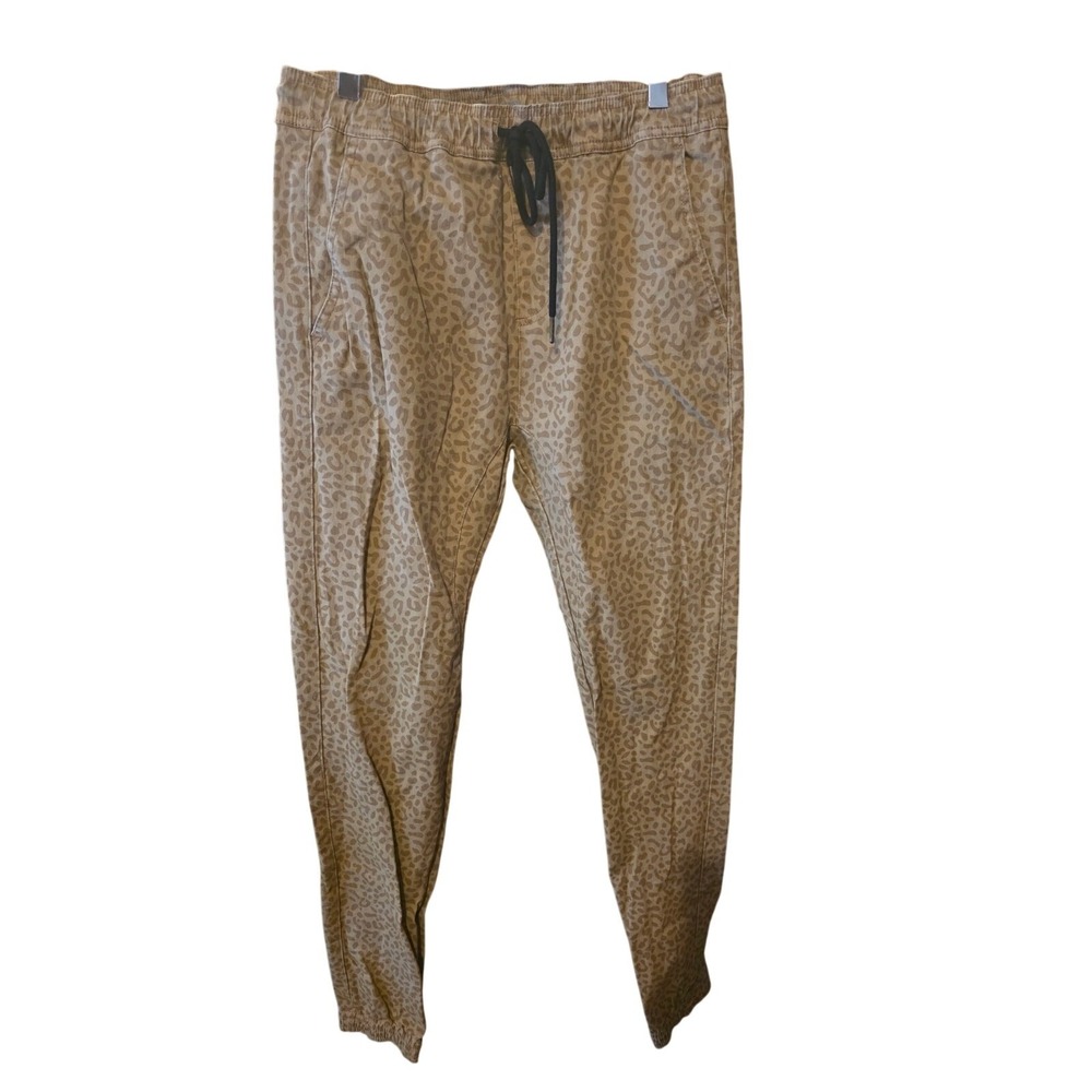 Charles And A‎ Half Joggers M Mens Tan Animal Print Elastic Waist Pull On Tie